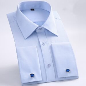 M~6XL Men’s French Cuff Dress Shirt Long Sleeve Formal Business