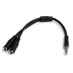 StarTech.com Headset adapter for headsets with separate headphone / microphone plugs – 3.5mm 4 position to 2x 3 position 3.5mm M/F