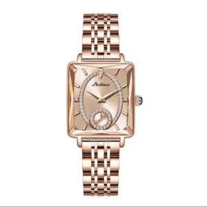 Fashionable Rose Gold Square Women’s Diamond Two-pin Half Watch