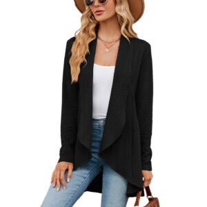 Women’s Long Sleeve Sweater Solid Color Loose Cardigan Knitted Jacket