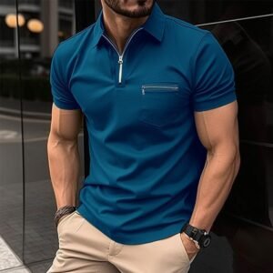 Men’s Sports Polo Shirt With Zipper Pocket