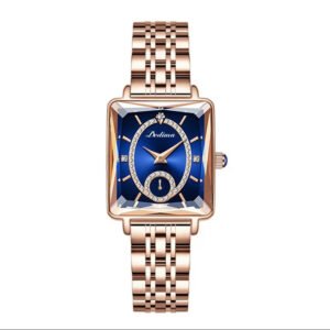 Fashionable Rose Gold Square Women’s Diamond Two-pin Half Watch
