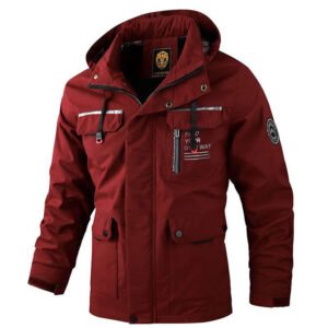 Men’s Casual Hooded Jacket Parka Autumn And Winter Warm Solid Color Windproof Coat Outdoor Clothes With Multiple Pockets