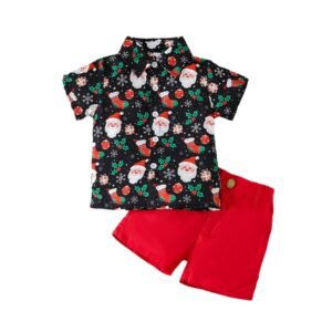Christmas Children’s Clothing Boys’ Short-sleeved Printed Shirt