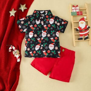 Christmas Children’s Clothing Boys’ Short-sleeved Printed Shirt