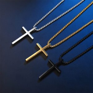 Smooth Simple Titanium Cross Pendant Male And Female Personality Necklace